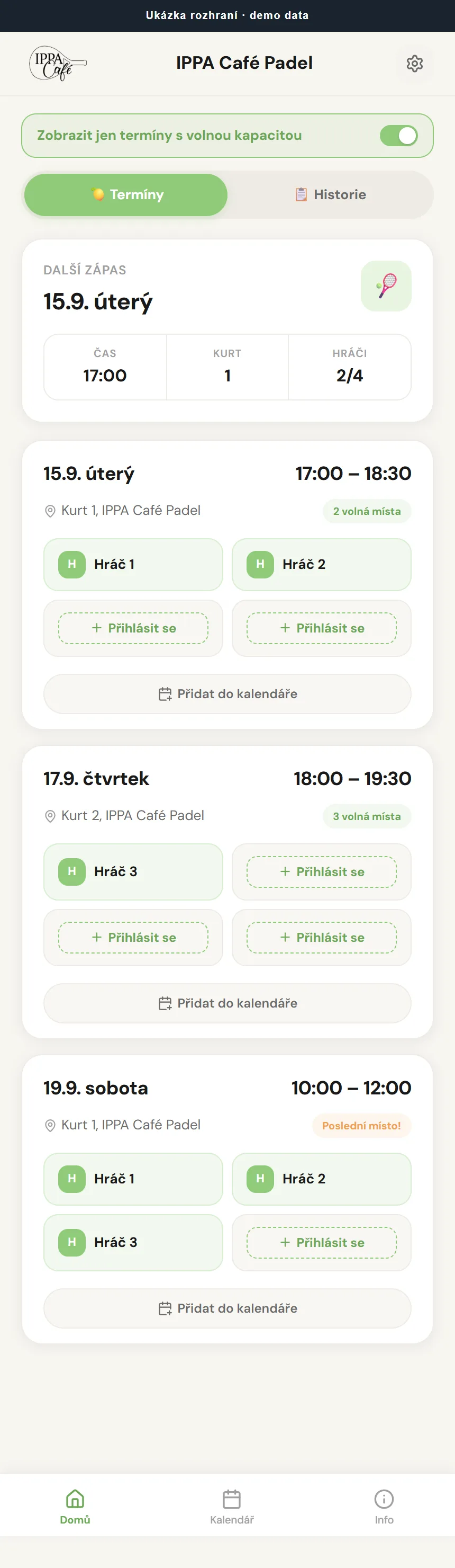 Náhled projektu IPPA Café Padel