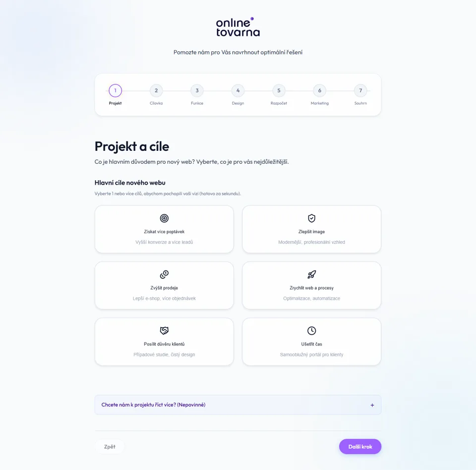 Náhled projektu Průvodce zadáním webu